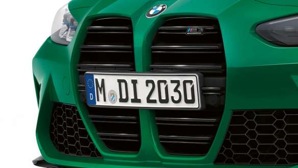 M kidney grille BMW M3 Saloon G80 2020 BMW M3 Saloon G80 2020 Isle of Man Green M kidney grille close-up