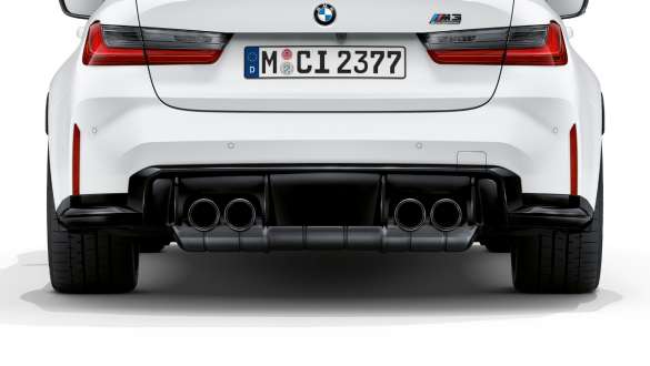 BMW M3 Competition Saloon G80 2020 M Sport exhaust system rear view 