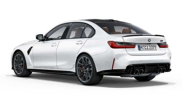 Rear design BMW M3 Competition Saloon Frozen Brilliant White metallic G80 2020 BMW M3 Competition Saloon G80 2020 Frozen Brilliant White metallic Rear design rear view