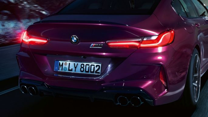 BMW M8 Competition Gran Coupé close-up rear BMW M8 Competition Gran Coupé F93 2020 BMW Individual Ametrine metallic close-up rear