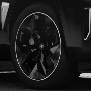 Aerodynamic wheels BMW iX3 G08 High-gloss black close-up wheel Aerodynamic wheels BMW iX3 G08 High-gloss black close-up wheel