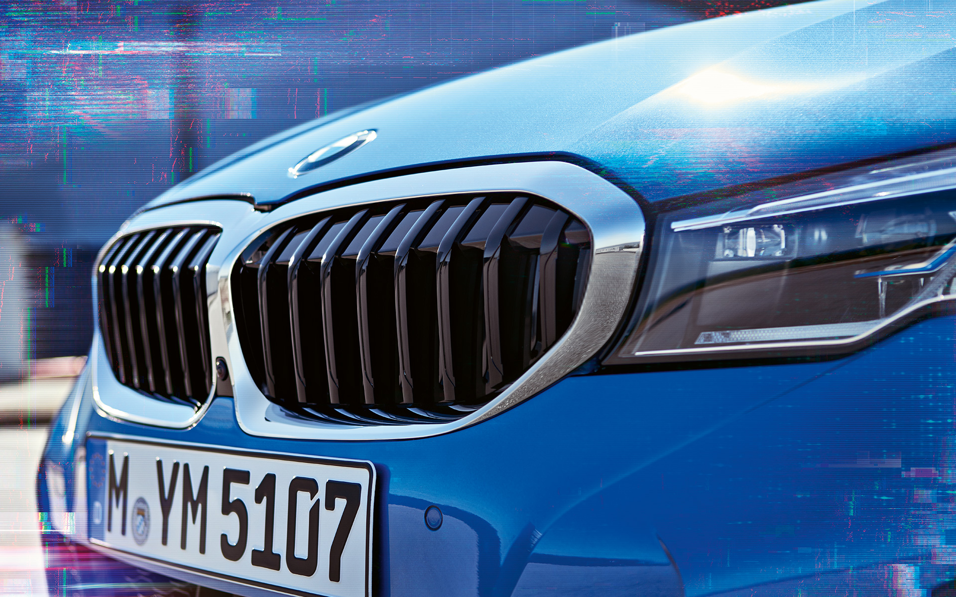 BMW 3 Series Saloon (G20), double kidney grille. Close-up side view of the BMW 3 Series Saloon (G20) double kidney grille.