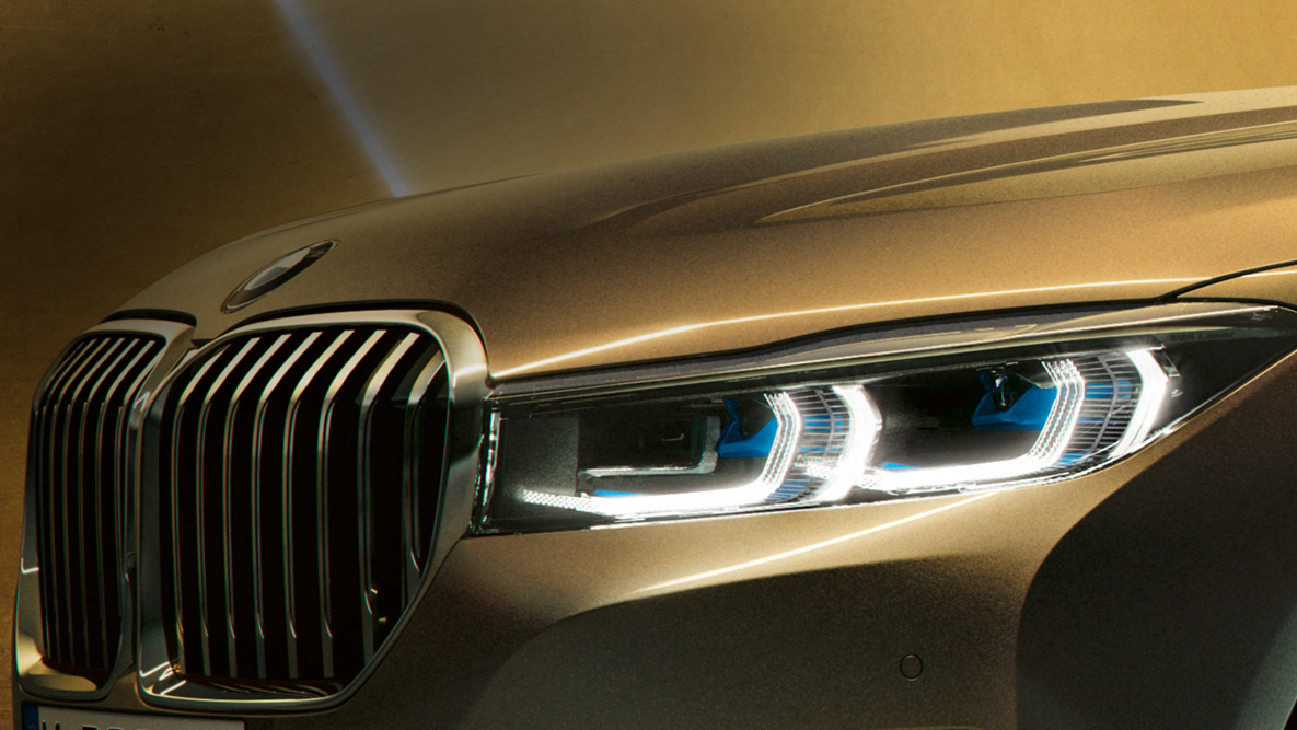 BMW 7 Series Saloon laserlight BMW 7 Series Saloon: close-up of laserlight with blue-white beams