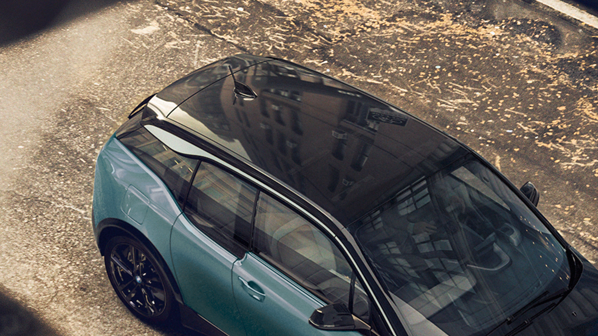 BMW i3 2020 carbon roof BMW i3 I01 2020 Blue Ridge Mountain with Frozen Grey Highlight bird´s eye view carbon roof