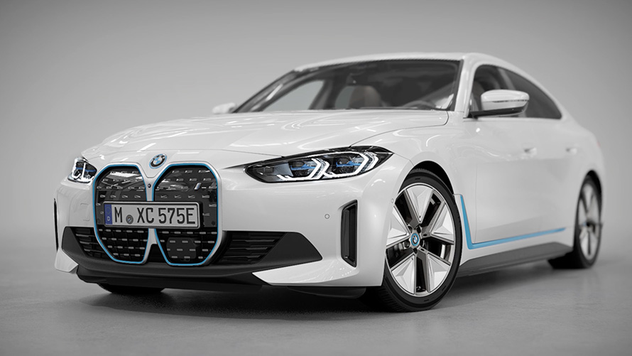 BMW i4 eDrive40 G26 2021 Mineral White exterior design highlights in short video BMW i4 eDrive40 G26 2021 Mineral White exterior design highlights in short video