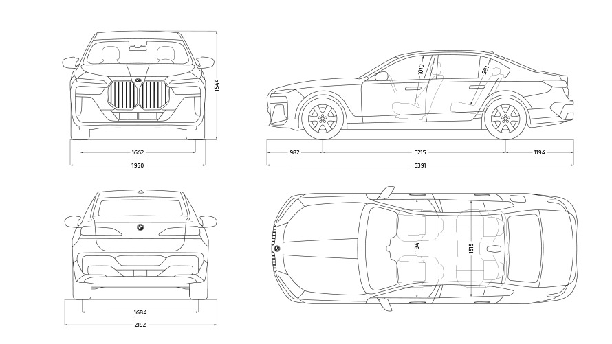Dimensional drawing BMW 7 Protection G73 Dimensional drawing BMW 7 Protection G73