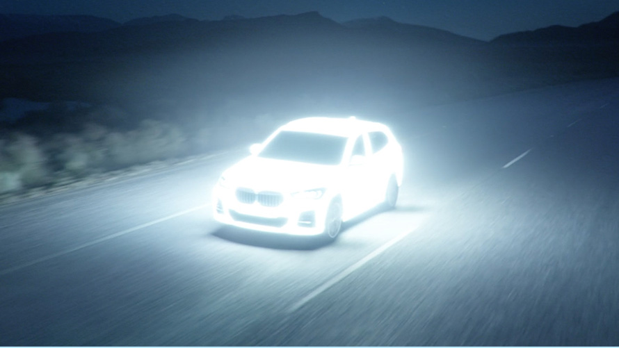 BMW X1 F48 LCI plug-in hybrid driving at night BMW X1 F48 LCI plug-in hybrid driving at night
