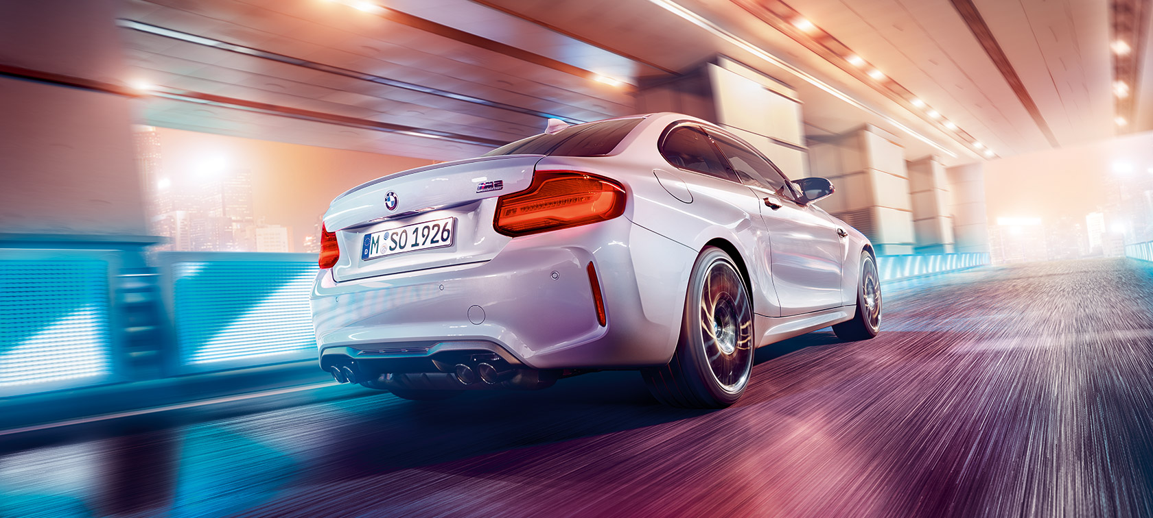 BMW M2 rear 3/4 view BMW M2 rear 3/4 view