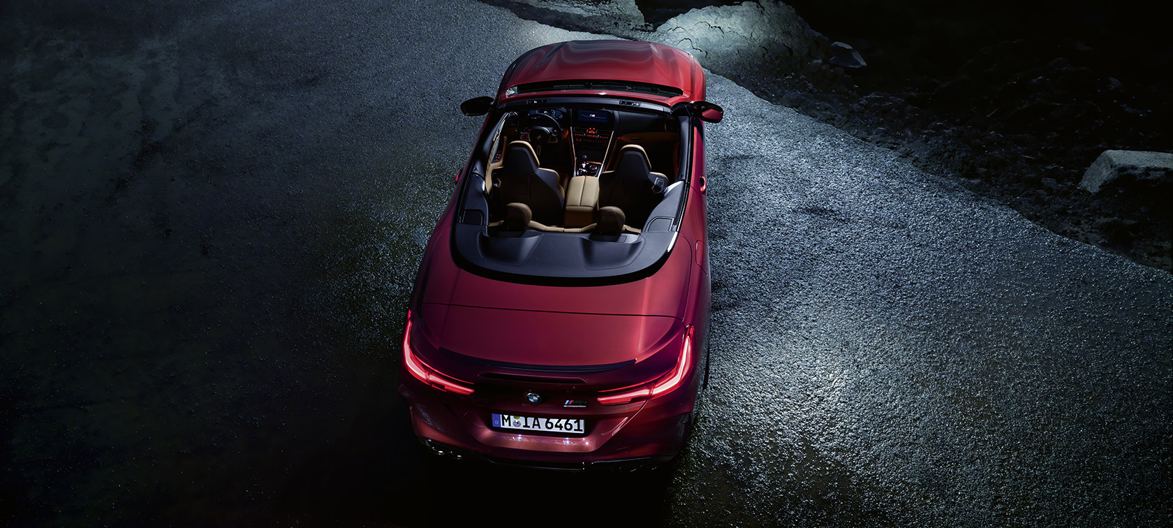 BMW M8 Competition Convertible, aerial view BMW M8 Competition Convertible, aerial view