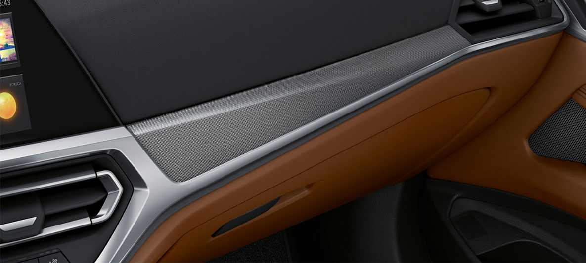 BMW Individual fine-wood trim 'Fineline' Black with aluminium inserts close-up BMW Individual fine-wood trim 'Fineline' Black with aluminium inserts close-up