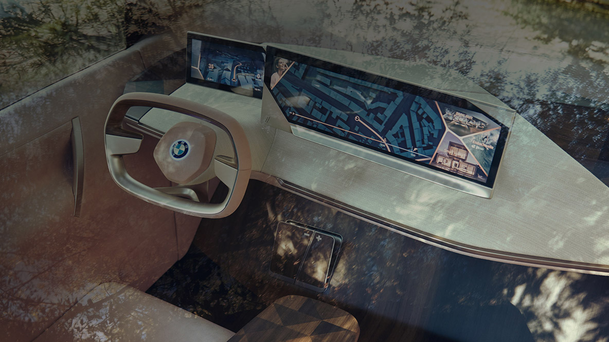 Driver’s place BMW Vision iNEXT Driver’s place BMW Vision iNEXT with steering wheel and dashboard