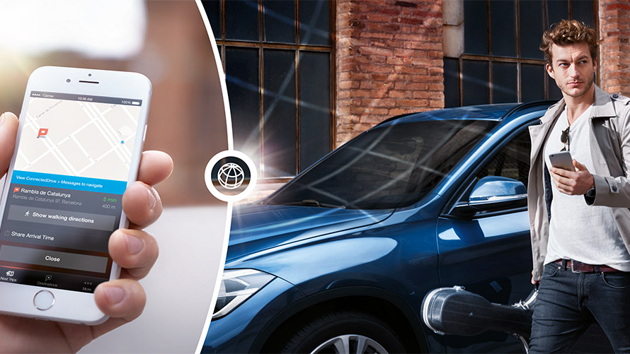 Man using BMW Connected App Man using BMW Connected App