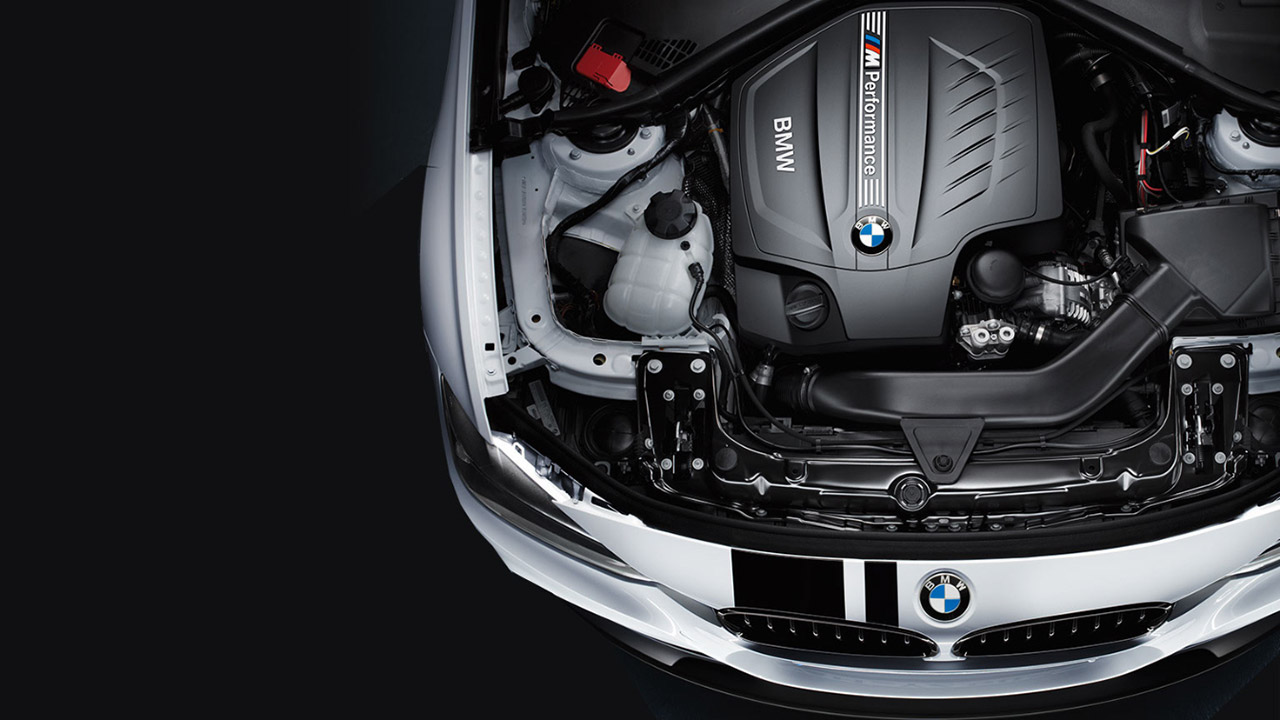 BMW Car engine M Performance birds eye view